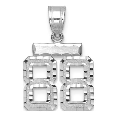 14K White Gold Number 88 Charm Pendant