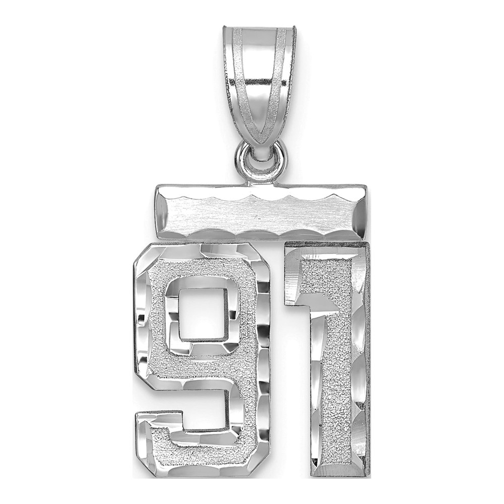 14K White Gold Number 91 Charm