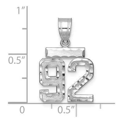 14K White Gold Number 92 Charm – view 2