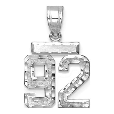 14K White Gold Number 92 Charm