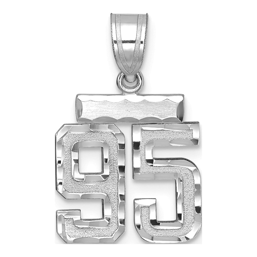 14K White Gold Small Number 95 Pendant