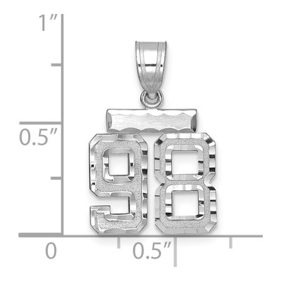 14K White Gold Number 98 Pendant – view 2