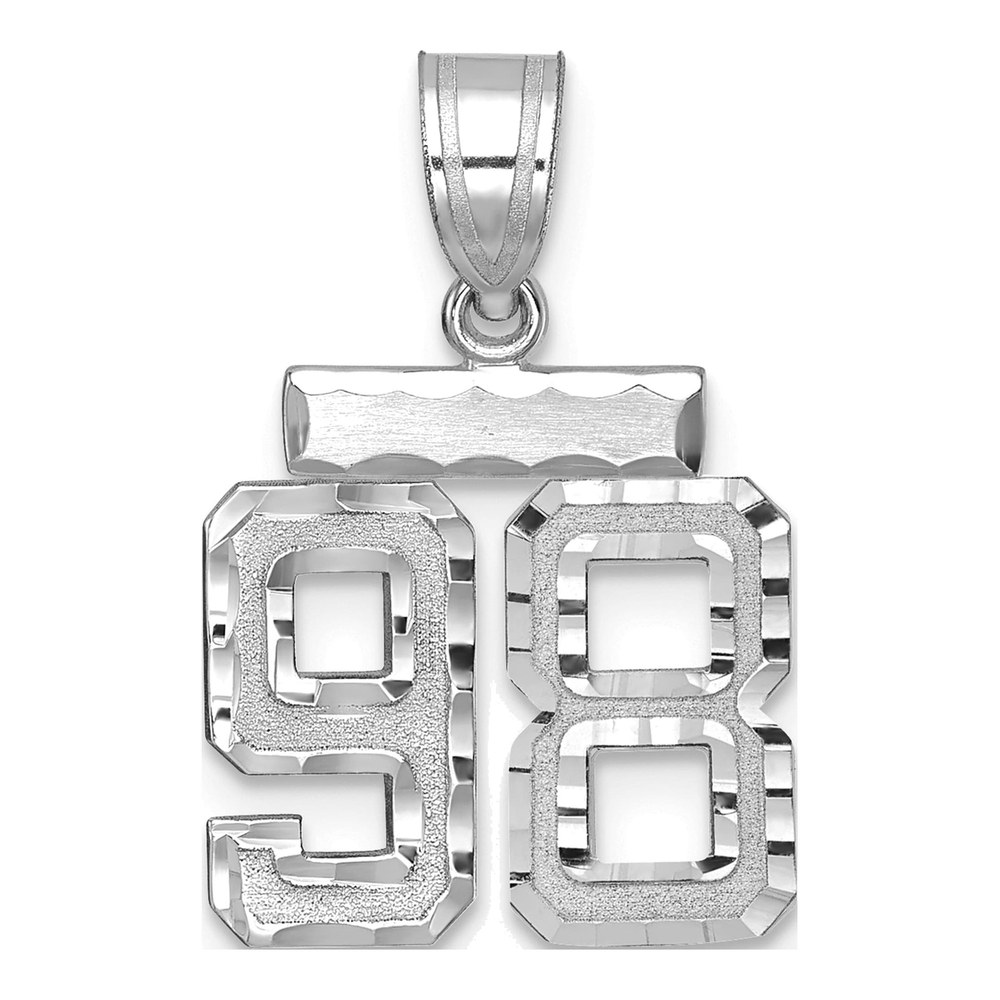 14K White Gold Number 98 Pendant