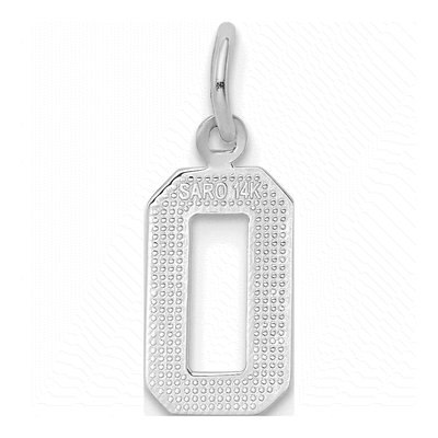 14K White Gold Small Number 0 Pendant – view 4