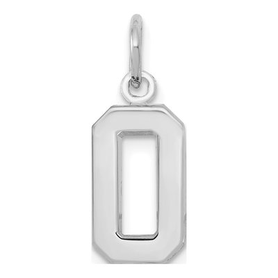 14K White Gold Small Number 0 Pendant