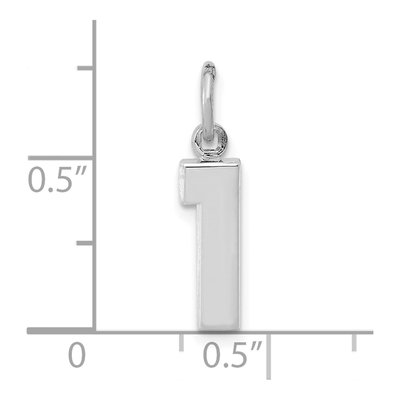 14K White Gold Small Number 1 Pendant – view 4