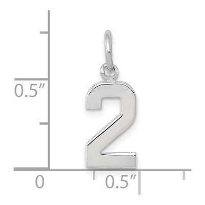 14K White Gold Small Number 2 Pendant – view 5