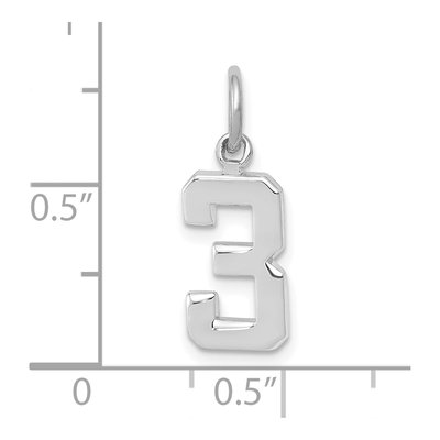 14K White Gold Small Number 3 Pendant – view 5
