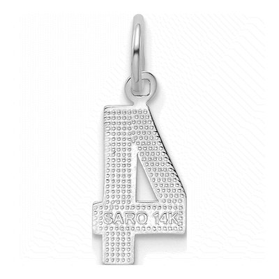 14K White Gold Small Number 4 Pendant – view 4