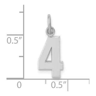 14K White Gold Small Number 4 Pendant – view 5