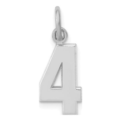 14K White Gold Small Number 4 Pendant