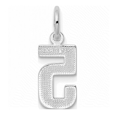 14K White Gold Small Number 5 Pendant – view 4
