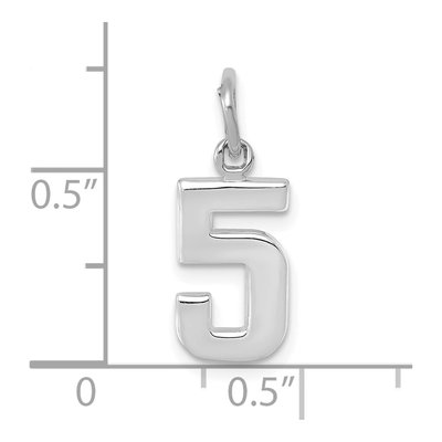 14K White Gold Small Number 5 Pendant – view 5