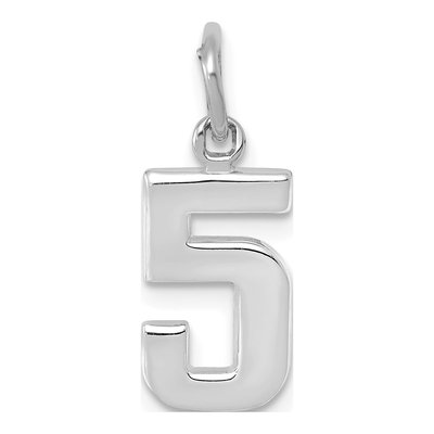 14K White Gold Small Number 5 Pendant