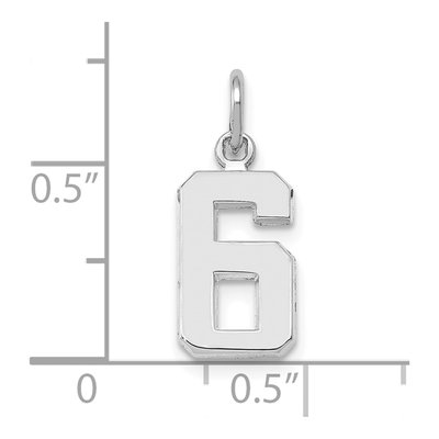 14K White Gold Small Number 6 Pendant – view 4