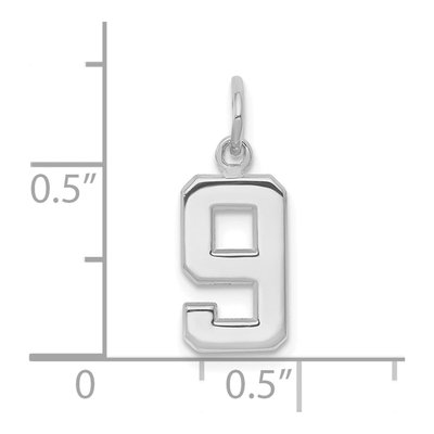 14K White Gold Small Number 9 Pendant – view 4