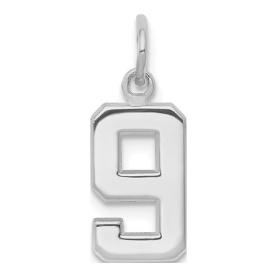 14K White Gold Small Number 9 Pendant