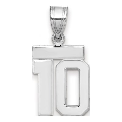 14K White Gold Number 10 Charm