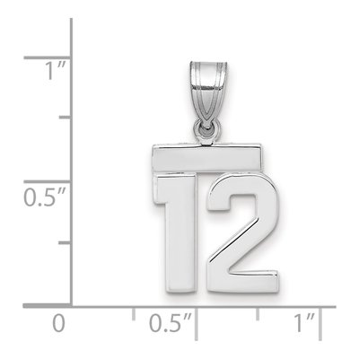 14K White Gold Number 12 Pendant – view 2