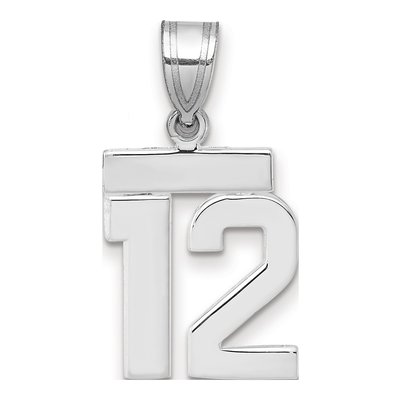 14K White Gold Number 12 Pendant