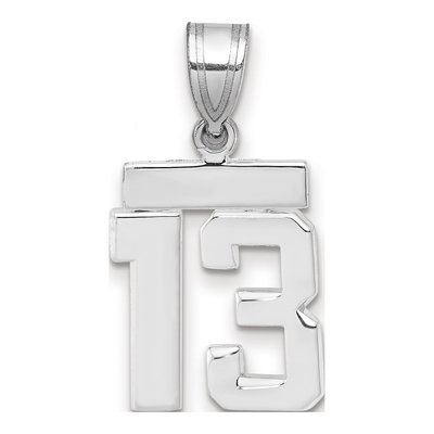 14K White Gold Number 13 Pendant