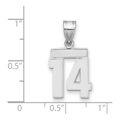 14K White Gold Small Number 14 Pendant – view 2