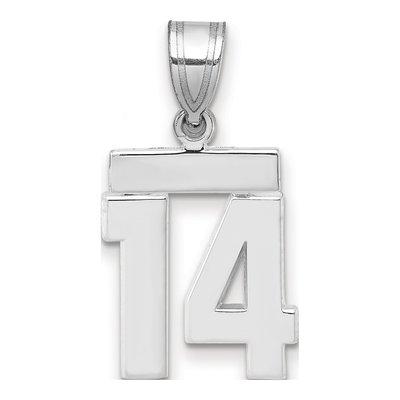 14K White Gold Small Number 14 Pendant
