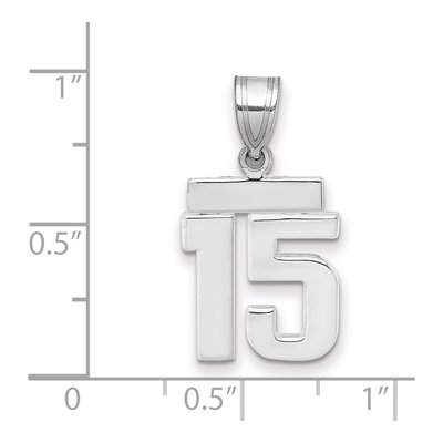 14K White Gold Number 15 Charm – view 2