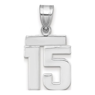 14K White Gold Number 15 Charm