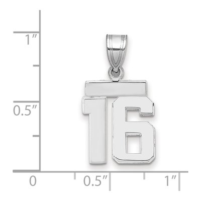 14K White Gold Number 16 Pendant – view 2