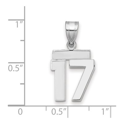 14K White Gold Small Number 17 Pendant – view 3