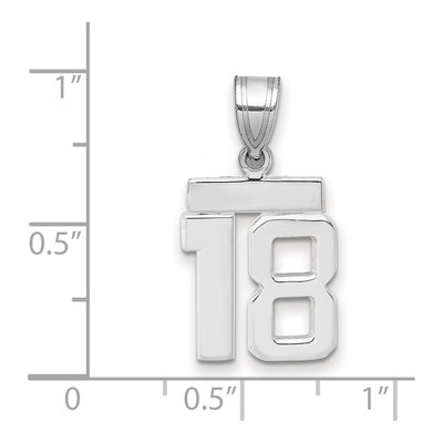 14K White Gold Number 18 Pendant – view 2