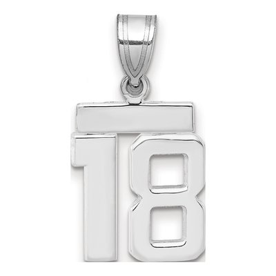 14K White Gold Number 18 Pendant