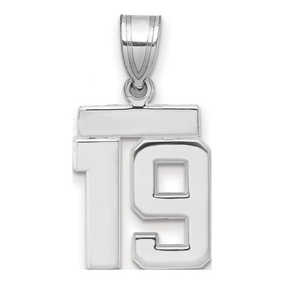 14K White Gold Small Number 19 Charm