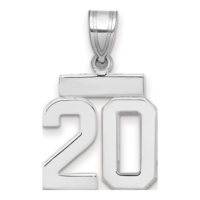 14K White Gold Small Number 20 Pendant