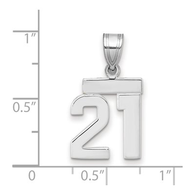 14K White Gold Small Number 21 Pendant – view 3