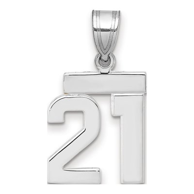 14K White Gold Small Number 21 Pendant