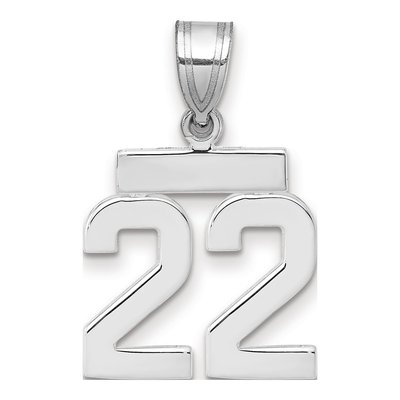 14K White Gold Number 22 Pendant
