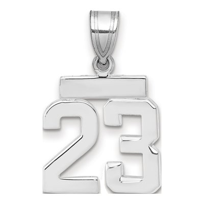 14K White Gold Number 23 Pendant