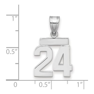 14K White Gold Number 24 Pendant – view 2