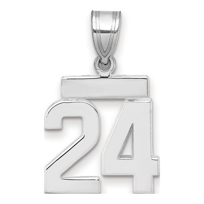 14K White Gold Number 24 Pendant