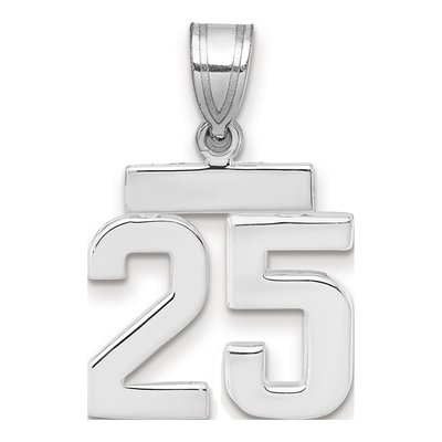 14K White Gold Number 25 Charm