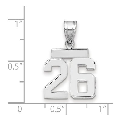 14K White Gold Small Number 26 Pendant – view 2
