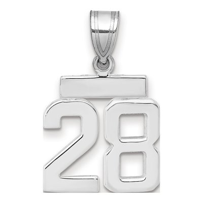 14K White Gold Small Number 28 Charm