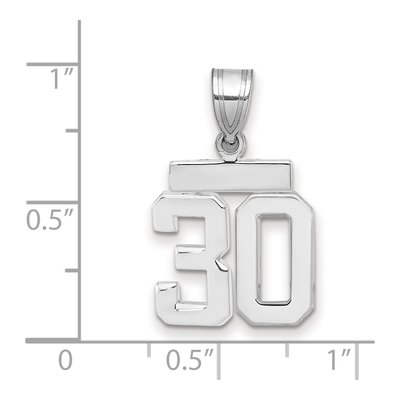 14K White Gold Number 30 Pendant – view 2