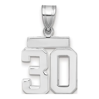 14K White Gold Number 30 Pendant