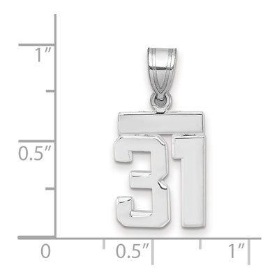 14K White Gold Number 31 Charm – view 2