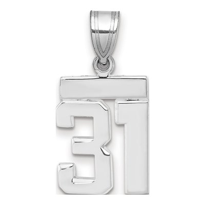 14K White Gold Number 31 Charm
