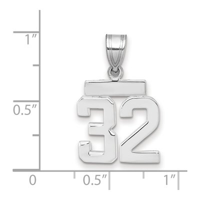 14K White Gold Small Number 32 Pendant – view 2