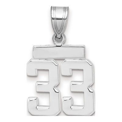 14K White Gold Number 33 Pendant
